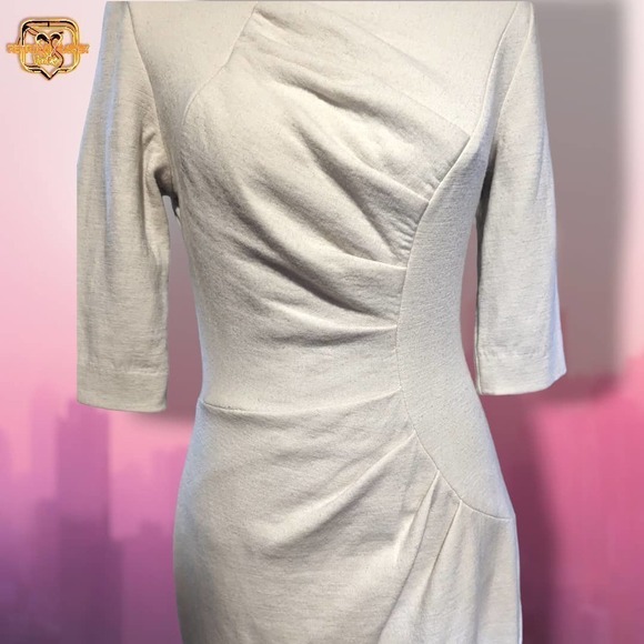 MILLY Andrea Cream Virgin Wool Pencil Dress, Medium - Picture 5 of 9